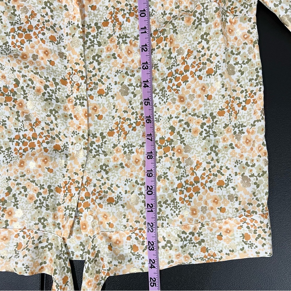 LC Lauren Conrad Floral Button Down Tie Waist Blouse Size M - Picture 9 of 11